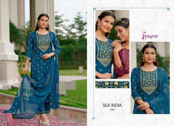 Psyna Silk India Fancy sILK Kurti With Bottom Dupatta Collection